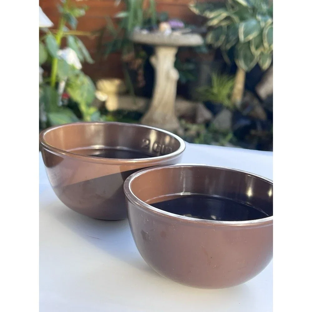 Melamine Nesting Measuring Prep Bowl Set 3 Brown Kitchen Mixing Bowls 2 Cup